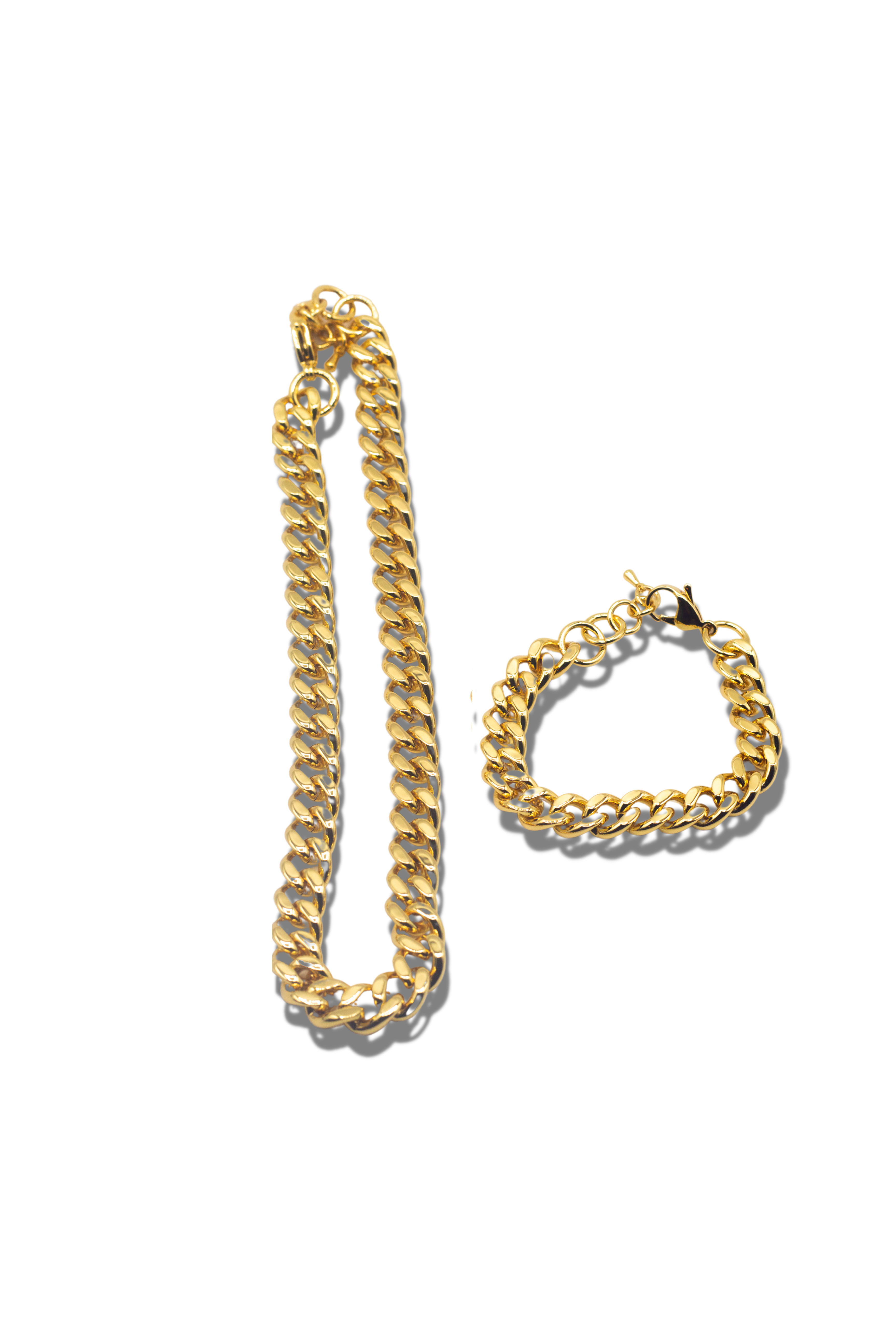 18k gold chain necklace and bracelet. The Emmanuela Set in Gold by E's Element.
