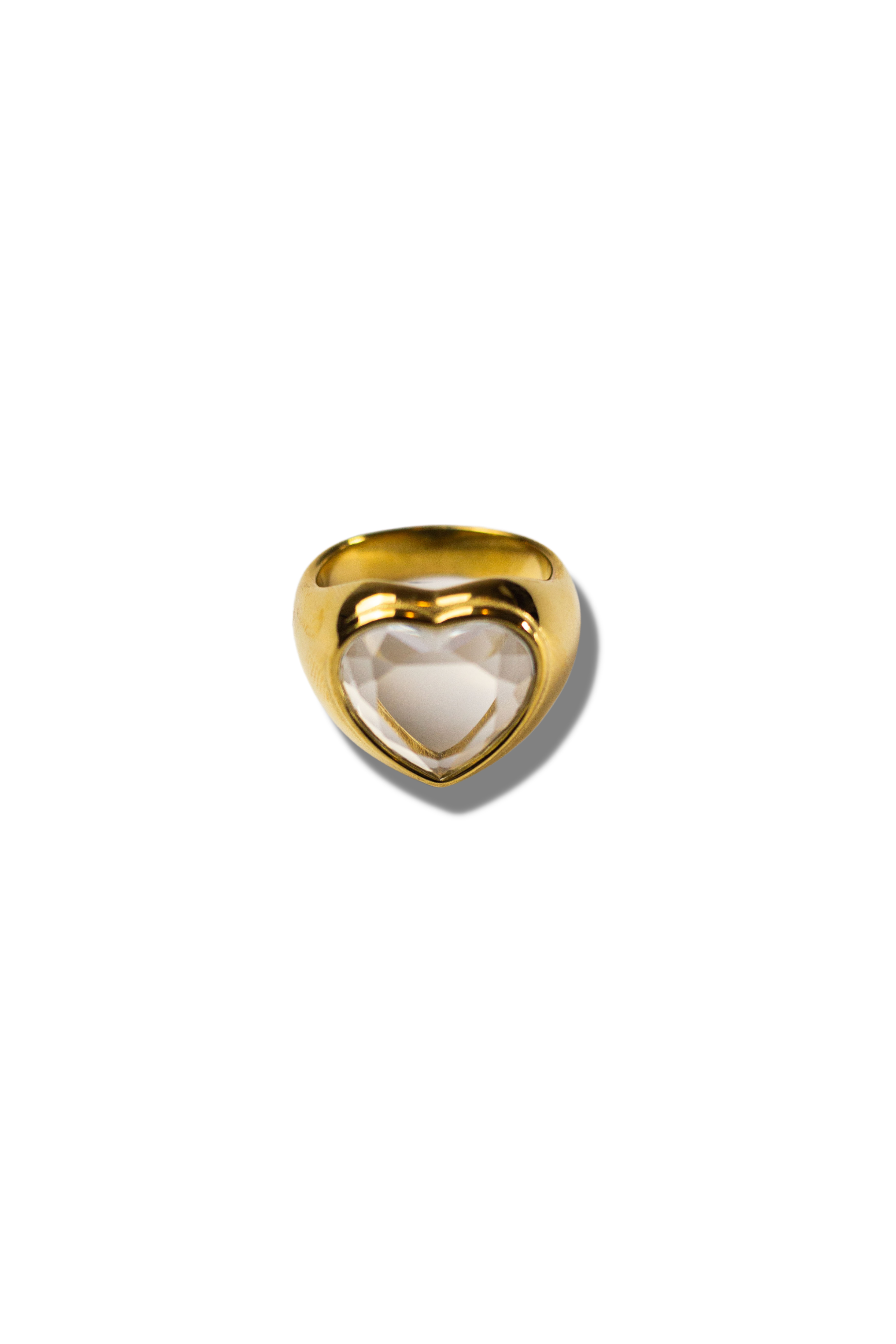 18k gold ring with a heart shaped gem. Ella White Gemstone Ring by E's Element.