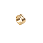 18k gold stainless steel ring. The ring has a short double chain pattern. Double Band Stackable Ring (Upgraded) by E's Element.