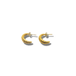 18k gold croissant shaped earrings. Thick Croissant Stud Earrings - E's Element.