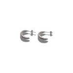 18k silver croissant shaped earrings. Thick Croissant Stud Earrings by E's Element.