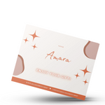 The gift card is signed by "Amara" in the center. Under the signature are the words, "ENJOY YOUR GIFT CARD!". At the bottom are the handles for E's Element website and email. There are orange sparkles on the top left and bottom right of the gift card. Surprise gift message card.