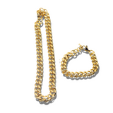 18k gold chain necklace and bracelet. The Emmanuela Set in Gold by E's Element.