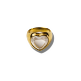 18k gold ring with a heart shaped gem. Ella White Gemstone Ring by E's Element.