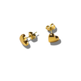 18k gold heart shaped stud earrings. Ella's Element Dainty Heart Studs by E's Element.