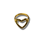18k gold ring with a heart shape. Ella's Element Hollow Heart Out Ring by E's Element.
