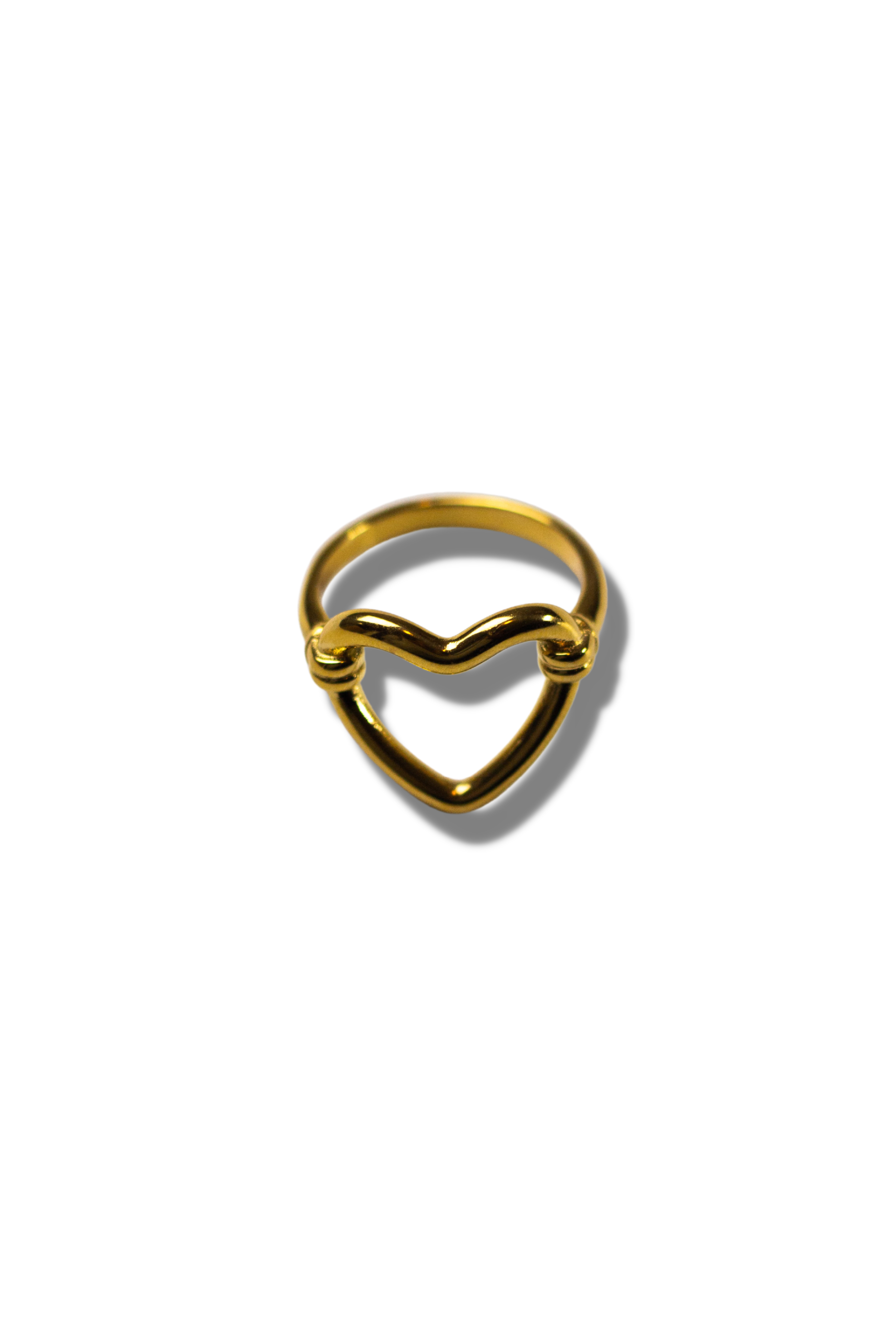 18k gold ring with a heart shape. Ella's Element Hollow Heart Out Ring by E's Element.