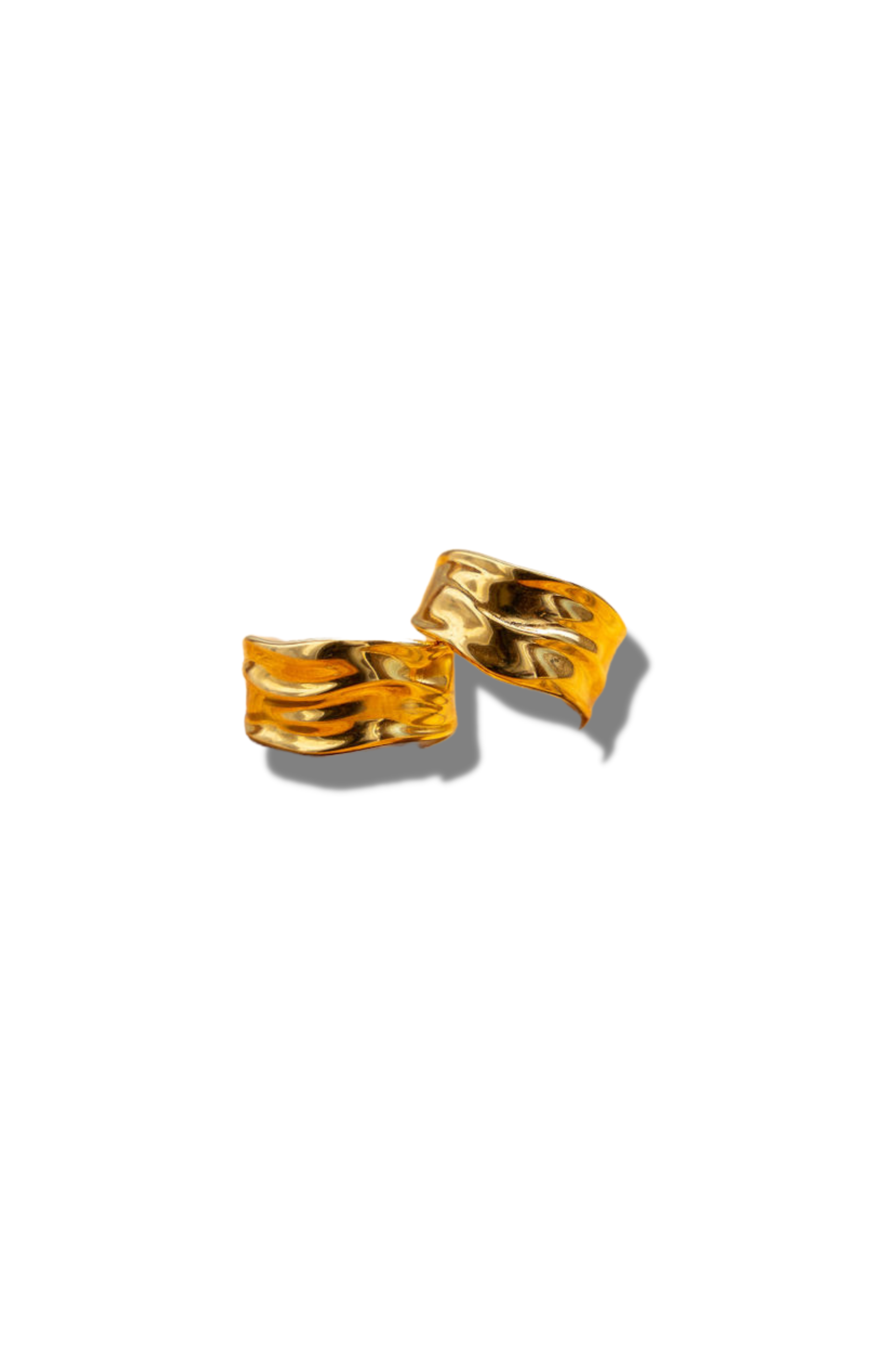 Two 18k gold molten rings. Ella Lava Ring 2.0 by E's Element.