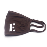 Dark brown E's Element reusable face mask. The face mask is imprinted with the E's Element logo on the bottom left in white. Chocolate Face Mask by E's Element.