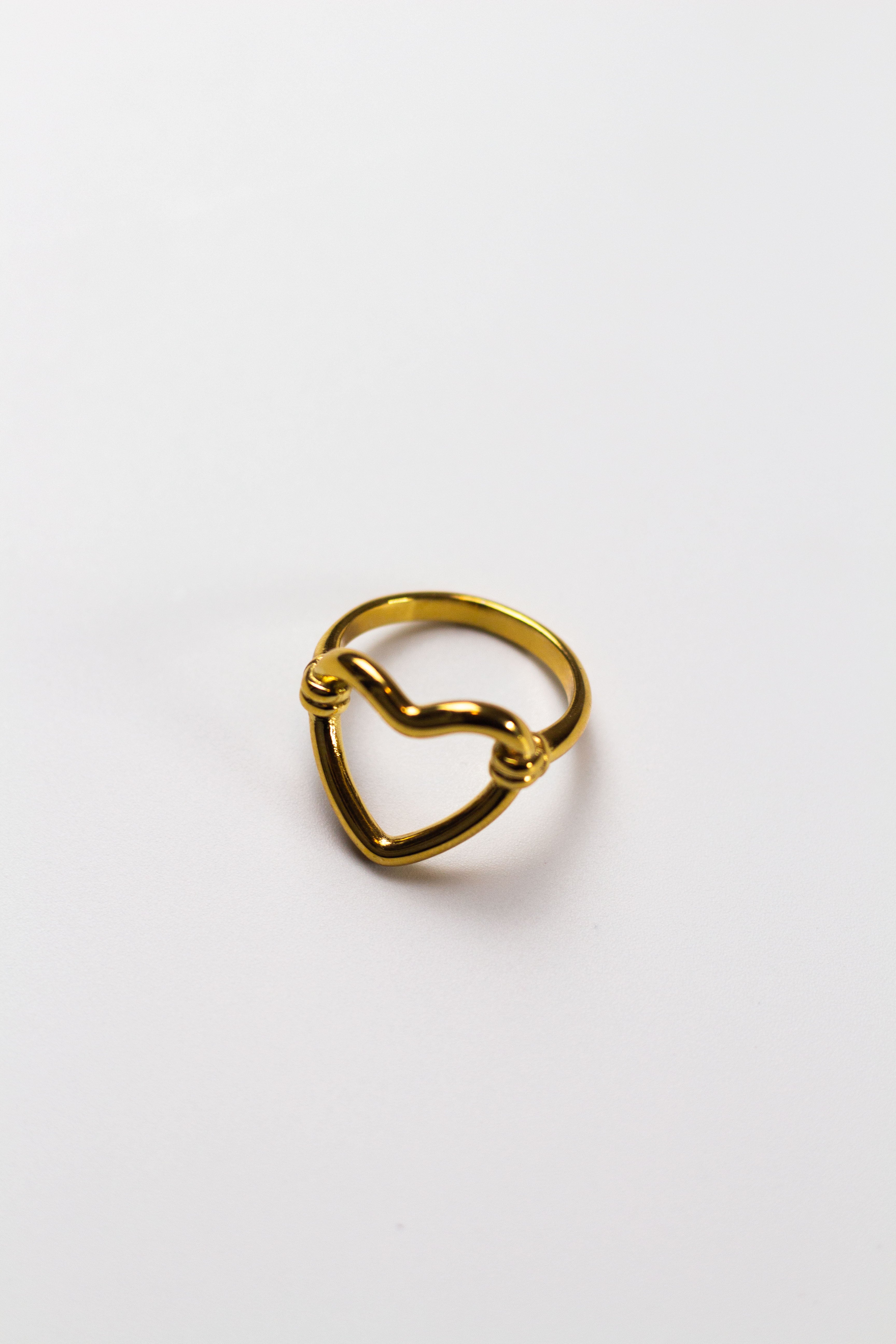 18k gold heart shaped ring. Ella's Element Hollow Heart Out Ring by E's Element.