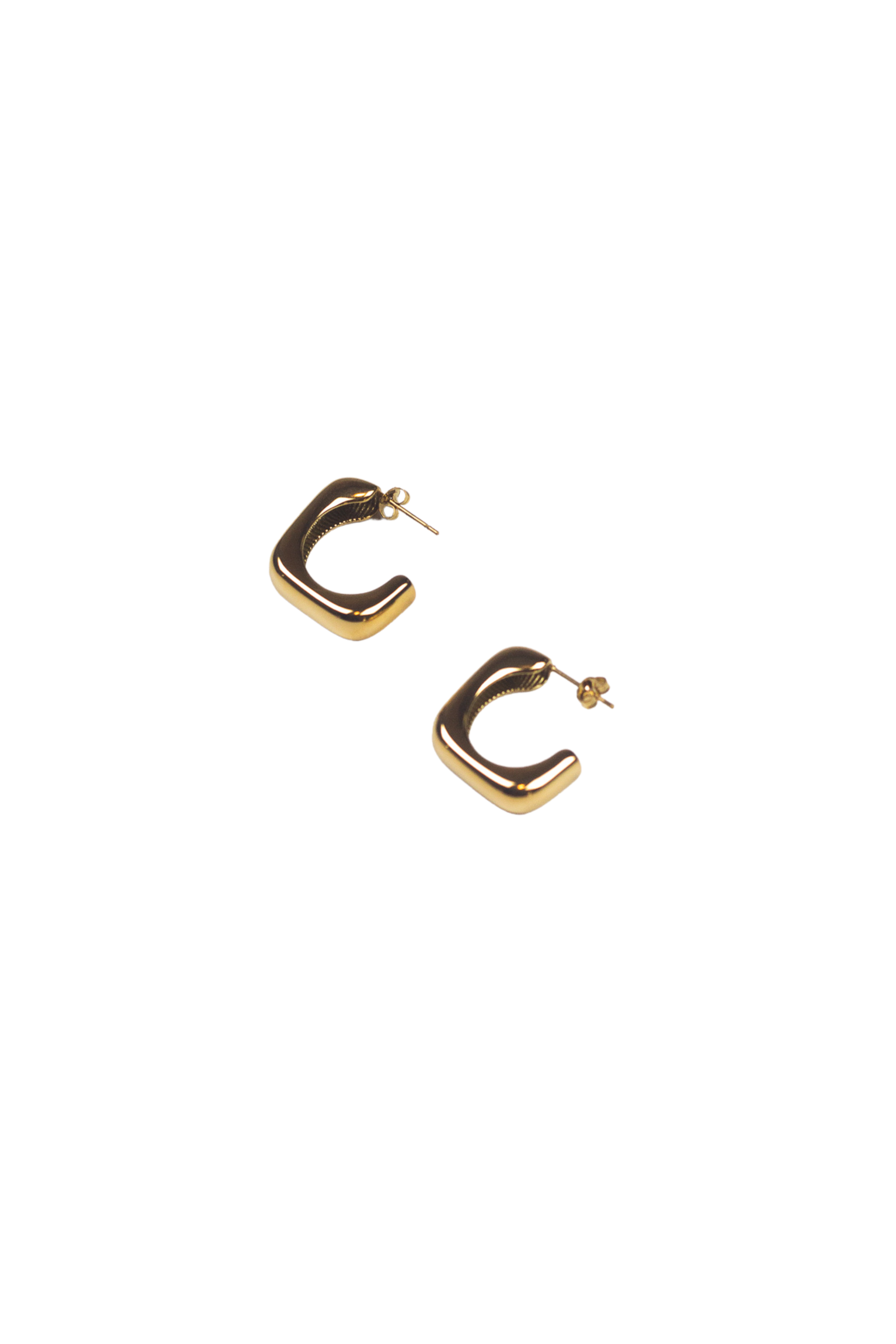 18k gold stainless steel hoop earrings. Named Angel Hoops by E's Element.