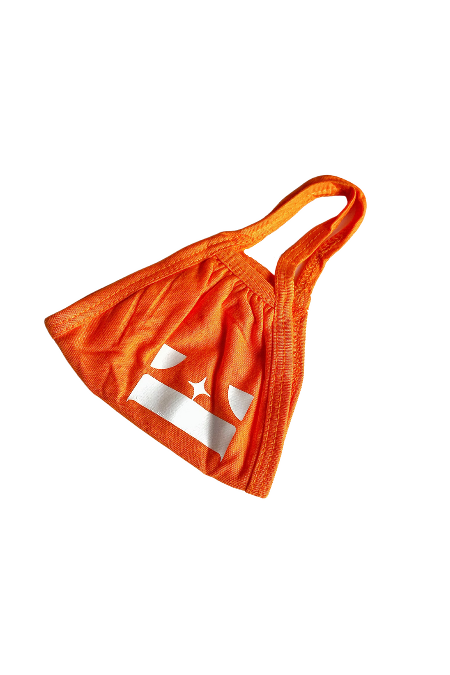 E's Element bright orange reusable face mask. Imprinted on the bottom left if the E's Element logo in white. Burnt Orange Face Mask - E's Element.