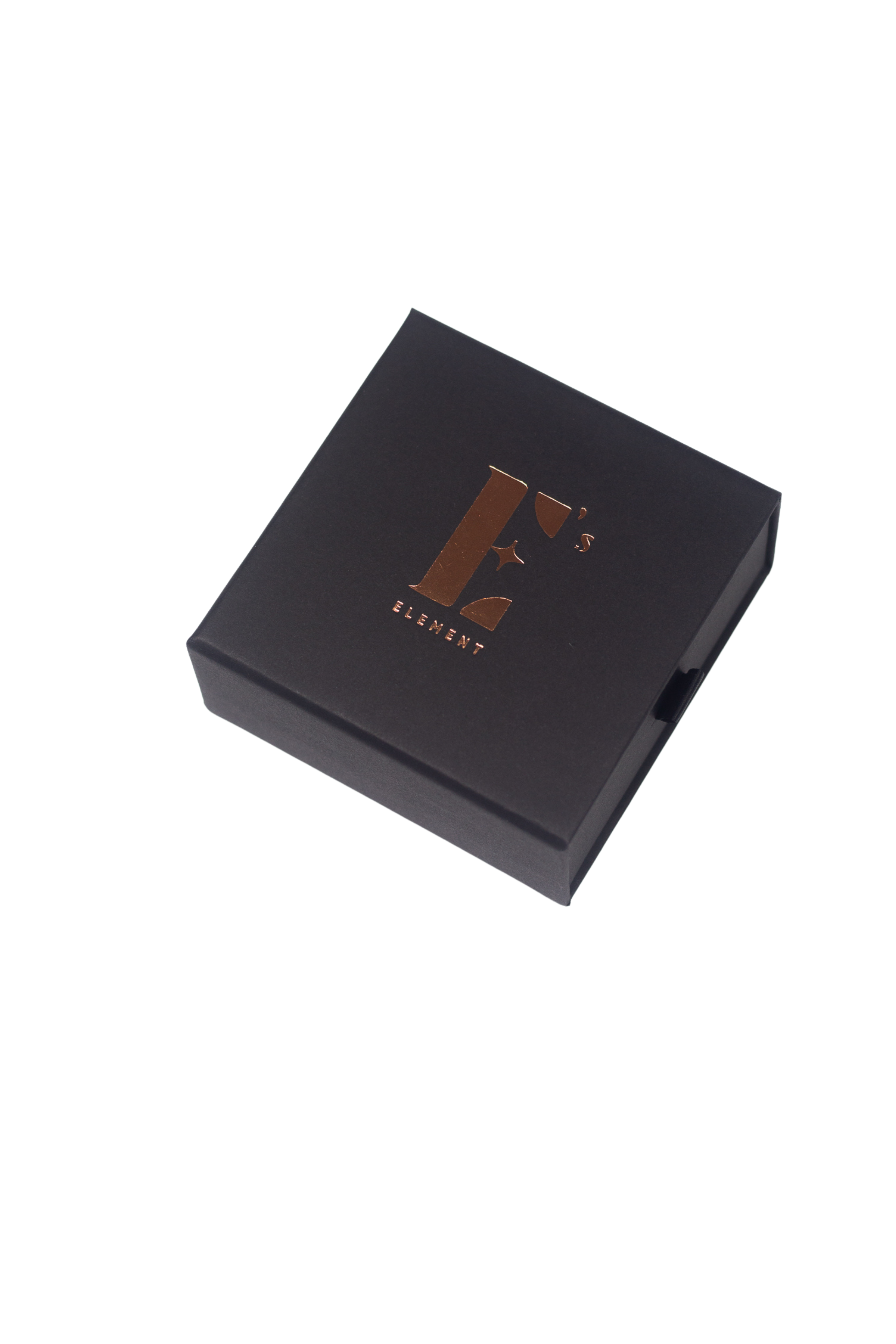 Black cap for a box with the E's Element logo imprinted in gold. Gift Box (Add-On) by E's Element.