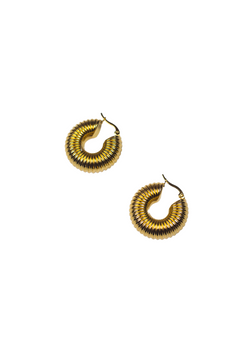 18k gold stainless steel hoop earrings. Named Chunky Croissant Hoops by E's Element.