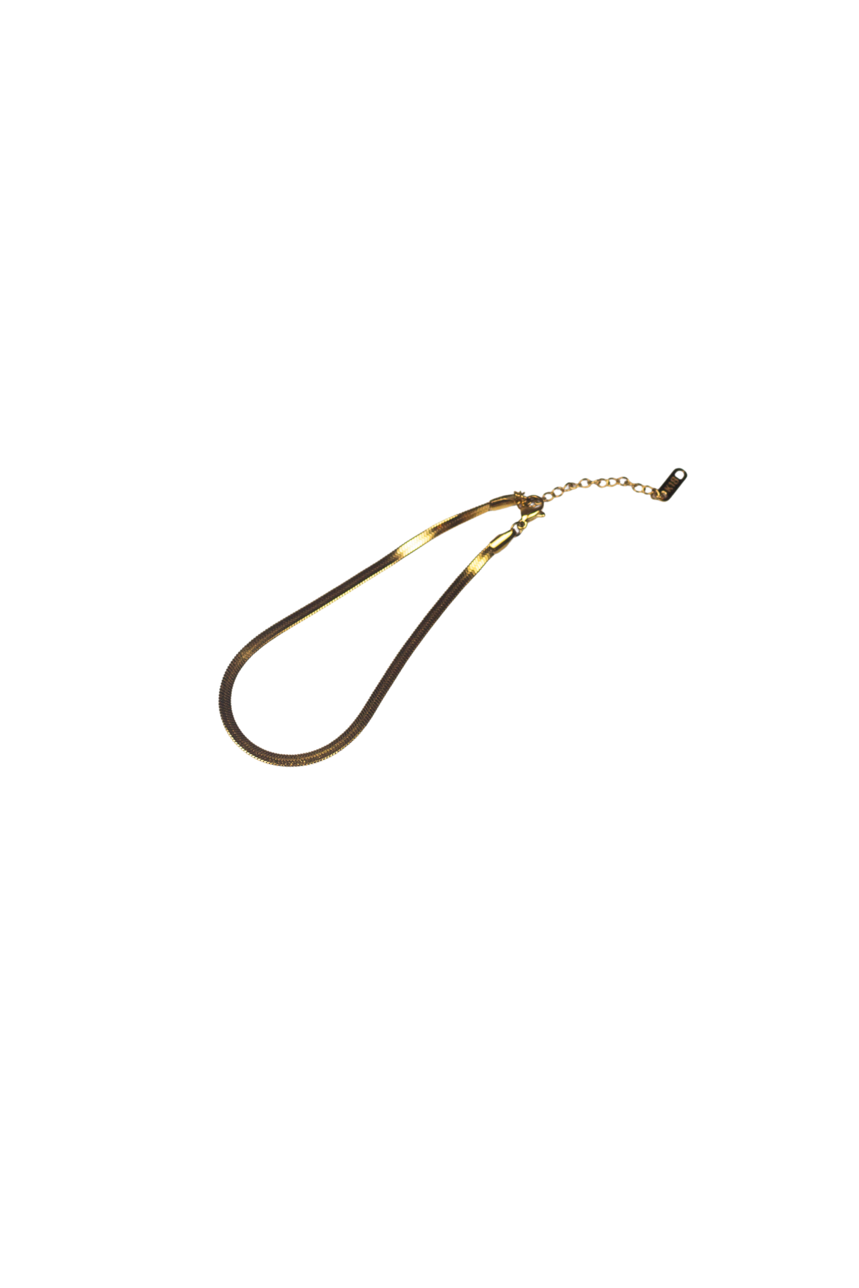 18K gold snake chain anklet. Named "The Steph" Herringbone Anklet by E's Element. 