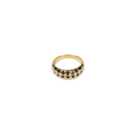 18k gold ring with black and yellow diamond dots. Minimalist Resin Ring by E's Element.