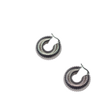 Silver stainless steel hoop earrings. Named Chunky Croissant Hoops by E's Element.