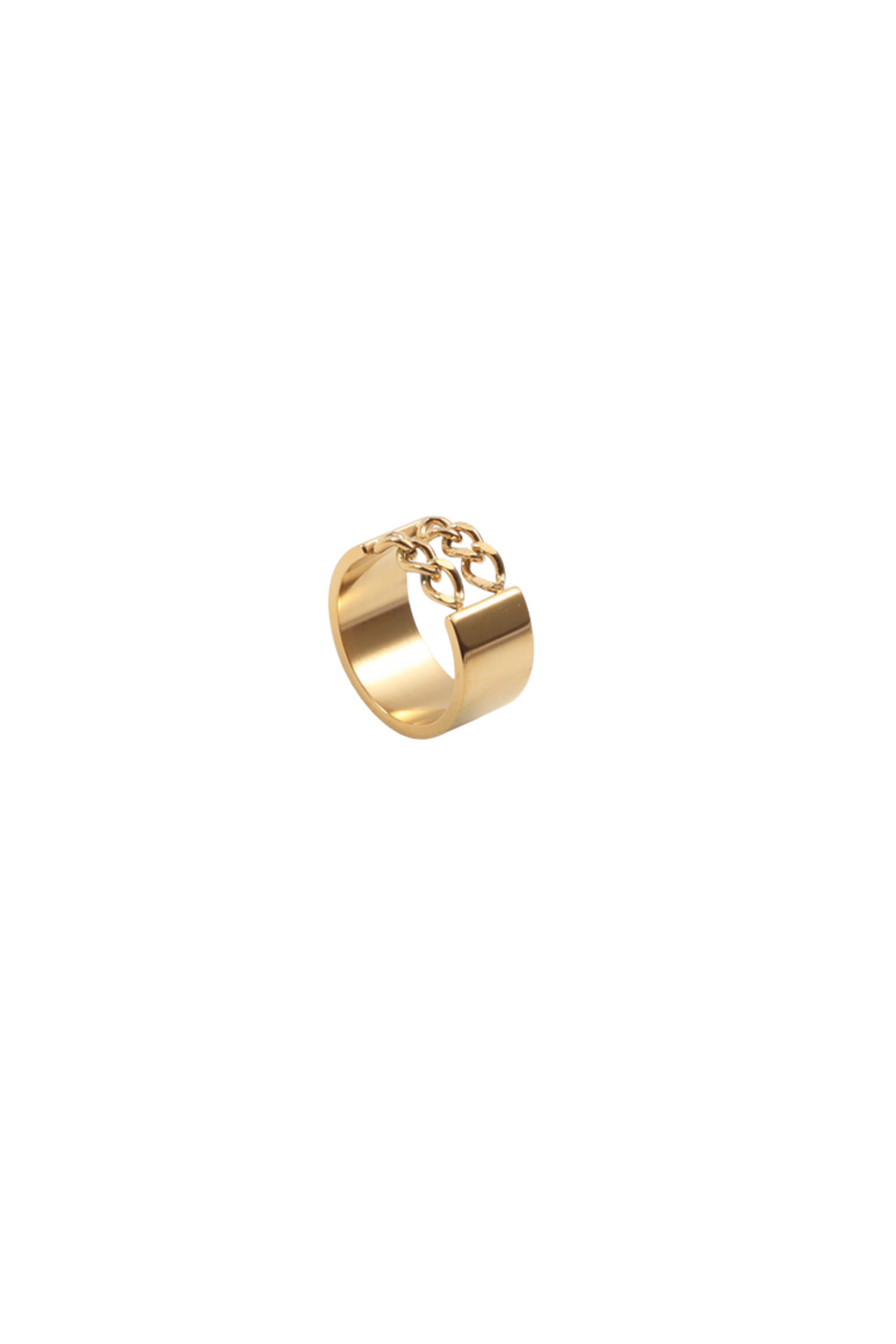 18k gold stainless steel ring. The ring has a short double chain pattern. Double Band Stackable Ring (Upgraded) by E's Element.